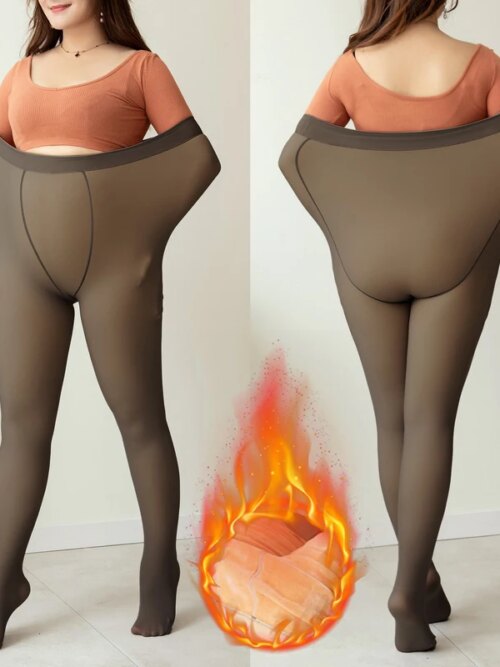 Collant thermique grande taille pour femmes, en molleton chaud pour l'hiver, bas Sexy pour dames