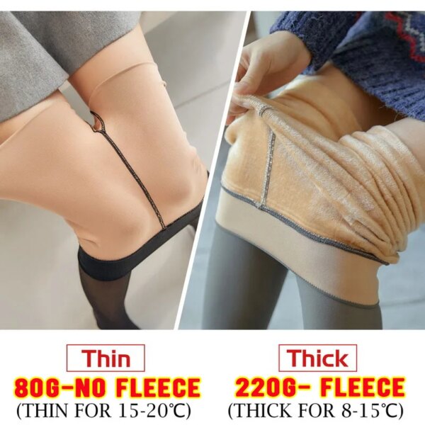 collant polaire transparent pour femme, collant chaud, épais, faux, translucide
