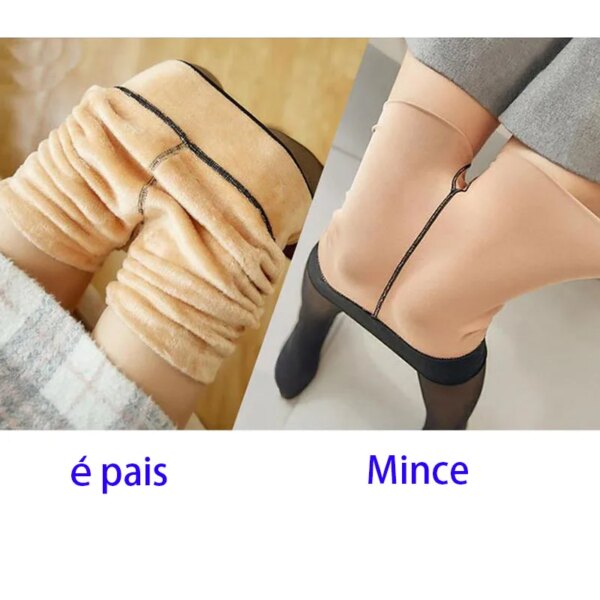 Collant chaud d' hiver femmes élastiques semi-translucides collants chauds épais