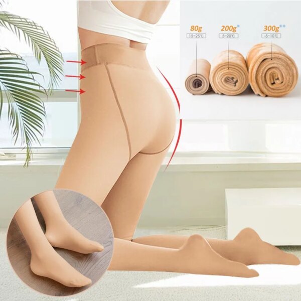 collant thermique en molleton pour femmes, faux collants translucides