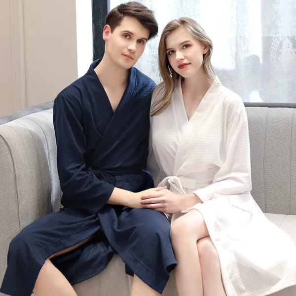 Peignoir de bain Yukata fin pour homme et femme, pyjama à vapeur