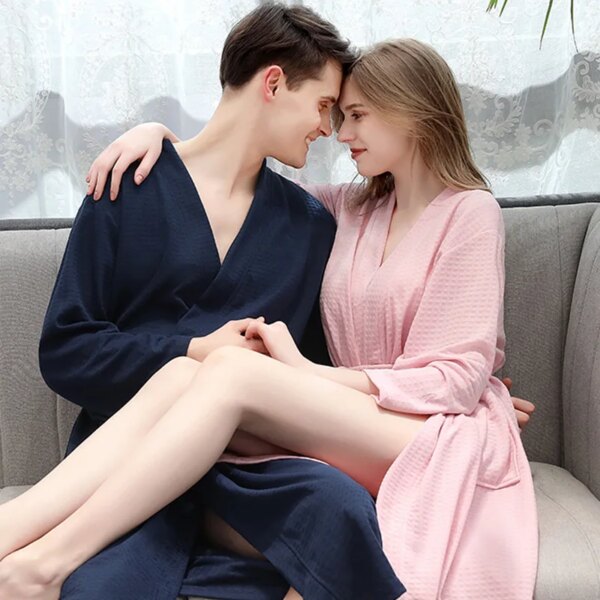 Peignoir de bain Yukata fin pour homme et femme, pyjama à vapeur