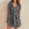 peignoir femme Long en velours pour femme, vêtement chaud à capuche avec oreilles de lapin