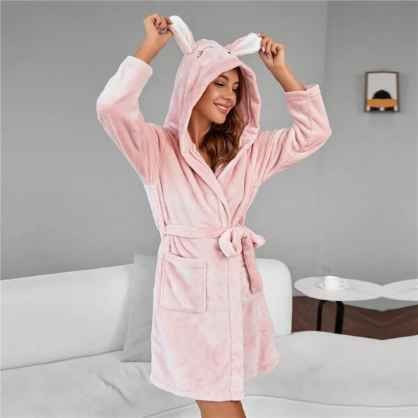 23573-af9e55.jpg peignoir femme Long en velours pour femme, vêtement chaud à capuche avec oreilles de lapin