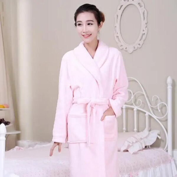 23643-130f7c.jpg Peignoir en molleton de corail pour homme et femme, Kimono Long, en flanelle, doux et chaud, chemise de nuit, vêtements de nuit, Spa, hiver