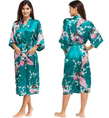 Peignoir Kimono Sexy en satin de soie pour femmes, robes de nuit