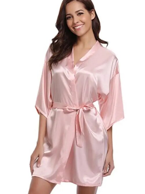 Peignoir en soie pour femmes, kimono sexy pour demoiselles d'honneur