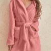 peignoir capuche femme  Kimono à manches longues, vêtements de nuit chauds