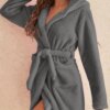 peignoir capuche femme  Kimono à manches longues, vêtements de nuit chauds