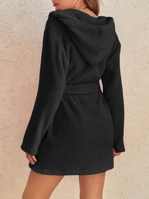 peignoir capuche femme  Kimono à manches longues, vêtements de nuit chauds