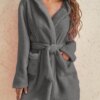peignoir capuche femme  Kimono à manches longues, vêtements de nuit chauds