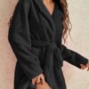 peignoir capuche femme  Kimono à manches longues, vêtements de nuit chauds