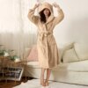 peignoir capuche femme Long en velours pour femme, vêtement chaud à capuche avec oreilles de lapin