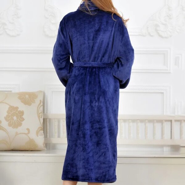 peignoir femme Robe longue en molleton de corail, Kimono, peignoir d'hiver chaud en flanelle