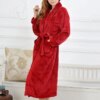 peignoir femme Robe longue en molleton de corail, Kimono, peignoir d'hiver chaud en flanelle