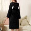 peignoir capuche femme Long en velours pour femme, vêtement chaud à capuche avec oreilles de lapin
