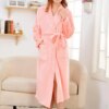 peignoir femme Robe longue en molleton de corail, Kimono, peignoir d'hiver chaud en flanelle