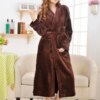 peignoir femme Robe longue en molleton de corail, Kimono, peignoir d'hiver chaud en flanelle