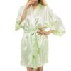peignoir satin femme Robe de nuit courte en Satin pour femmes, kimono uni en soie et à la mode