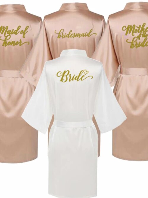 peignoir satin femme rose or pour femmes, robe de mariée, de demoiselle d'honneur de mariage