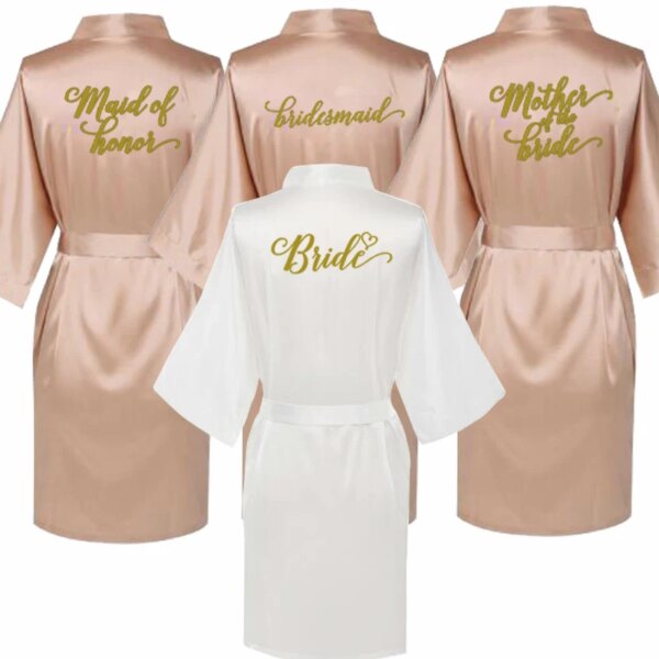 peignoir satin femme rose or pour femmes, robe de mariée, de demoiselle d'honneur de mariage