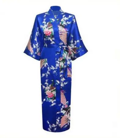 kimono femme Longue robe de chambre, kimono à imprimé floral et paon, pour mariages