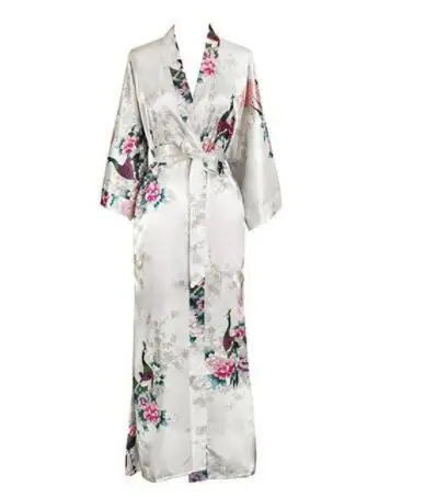 kimono femme Longue robe de chambre, kimono à imprimé floral et paon, pour mariages