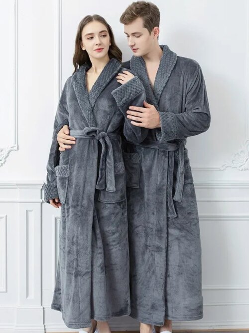 Chemise de nuit longue en velours et flanelle pour homme
