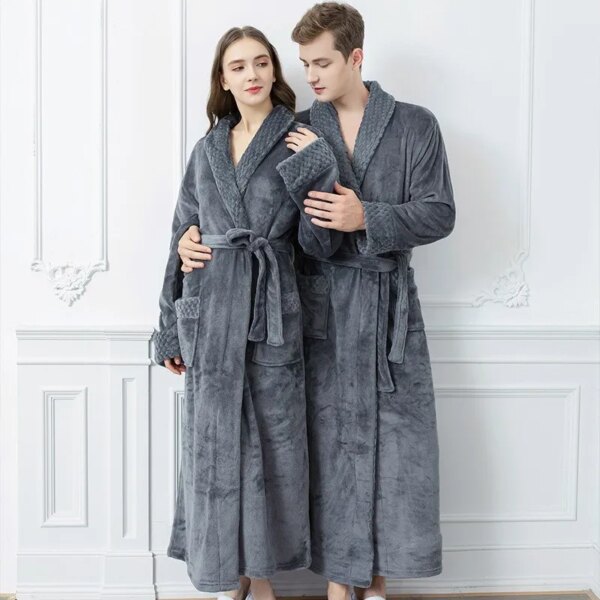Chemise de nuit longue en velours et flanelle pour homme
