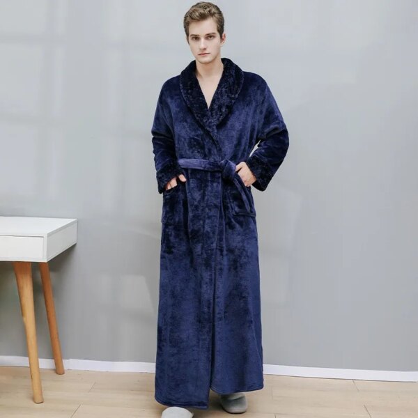 Chemise de nuit longue en velours et flanelle pour homme