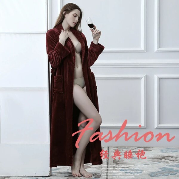 Peignoir de bain en molleton de corail Extra Long, grande taille, pour femmes et hommes=