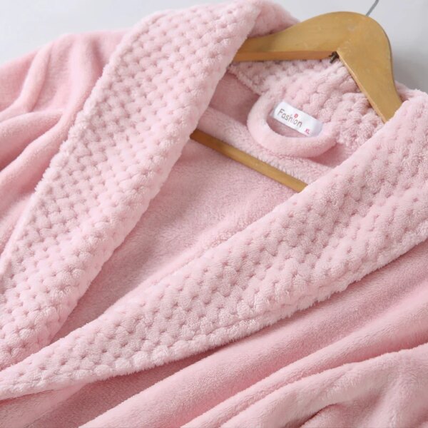Peignoir de bain en molleton de corail Extra Long, grande taille, pour femmes et hommes=