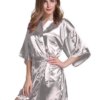 peignoir satin femme Robe de nuit courte en Satin pour femmes, kimono uni en soie et à la mode