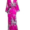 kimono femme Longue robe de chambre, kimono à imprimé floral et paon, pour mariages