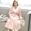 Peignoir de bain en flanelle pour femmes, grande taille, Kimono, rose chaud