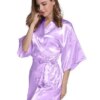 peignoir satin femme Robe de nuit courte en Satin pour femmes, kimono uni en soie et à la mode