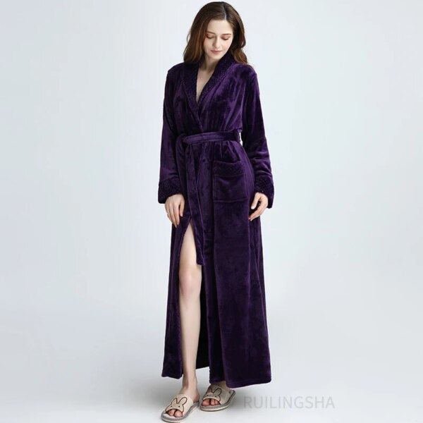 Peignoir de bain en molleton de corail Extra Long, grande taille, pour femmes et hommes=