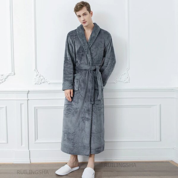Peignoir thermique de luxe en flanelle Extra Long pour femmes et hommes