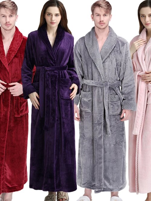Peignoir thermique de luxe en flanelle Extra Long pour femmes et hommes