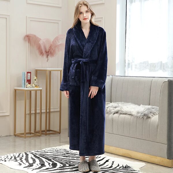 Peignoir thermique de luxe en flanelle Extra Long pour femmes et hommes