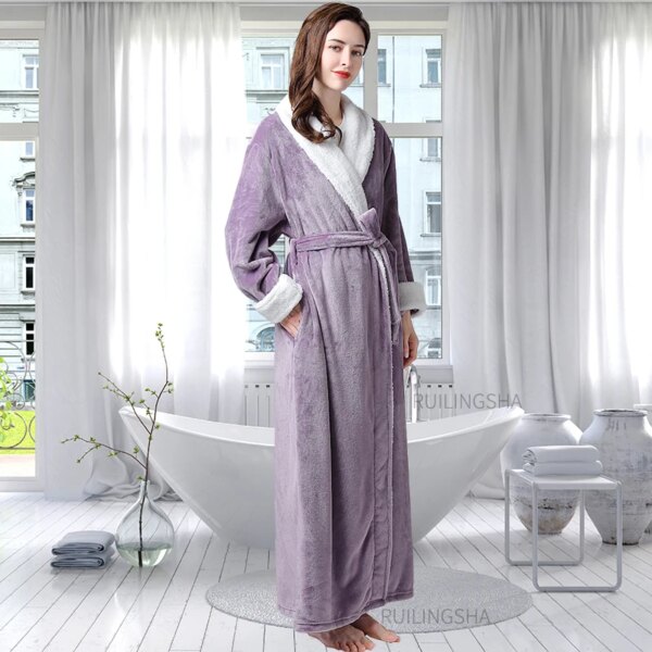 Peignoir de bain en molleton de corail Extra Long, grande taille, pour femmes et hommes=