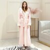 Peignoir de bain en flanelle pour femmes, grande taille, Kimono, rose chaud