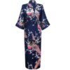 kimono femme Longue robe de chambre, kimono à imprimé floral et paon, pour mariages