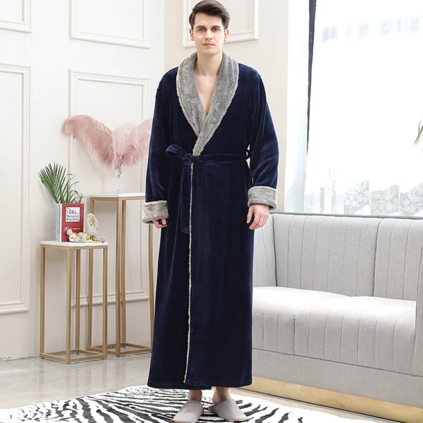 Peignoir thermique de luxe en flanelle Extra Long pour femmes et hommes