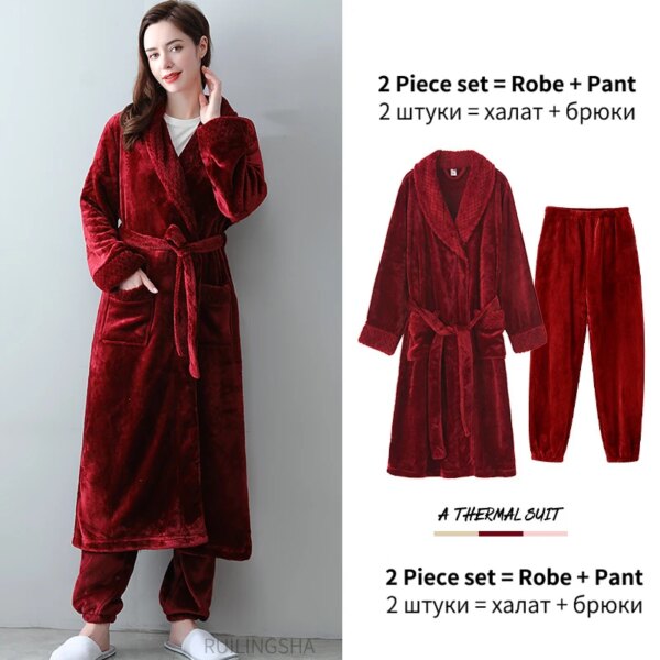 Peignoir thermique de luxe en flanelle Extra Long pour femmes et hommes