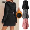 peignoir  Robe à bandes pour femmes, pyjama doux, confortable et chaud
