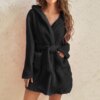 peignoir  Robe à bandes pour femmes, pyjama doux, confortable et chaud