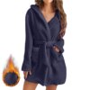 peignoir  Robe à bandes pour femmes, pyjama doux, confortable et chaud