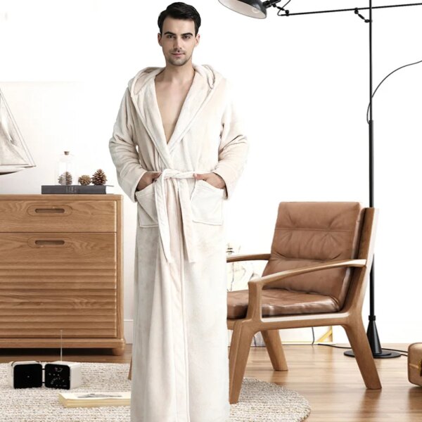 peignoir Robe de bain en flanelle Extra longue pour homme et femme