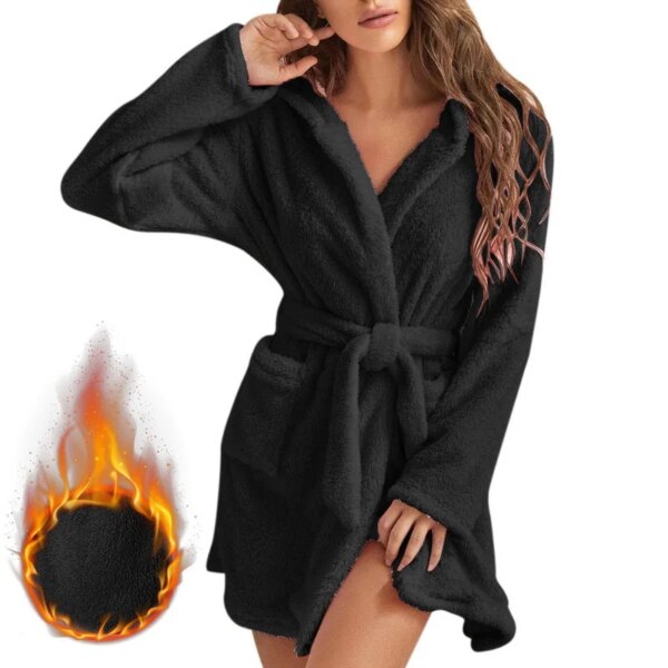 25285-44e8f6.jpg peignoir Robe à bandes pour femmes, pyjama doux, confortable et chaud